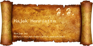 Hajek Henrietta névjegykártya